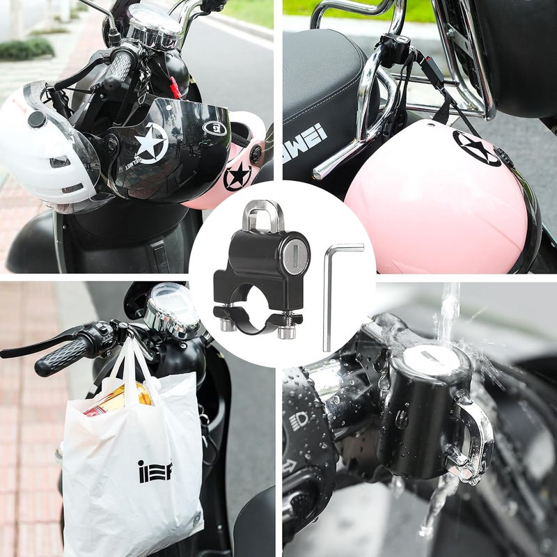 AUTQVA Handlebar Helmet Lock 7/8" for Motorcycle, Universal Accessories Bike Key Padlock, Helmet Safety Lock Anti-Theft for Motorbike, Pack of 2pcs - Image 2
